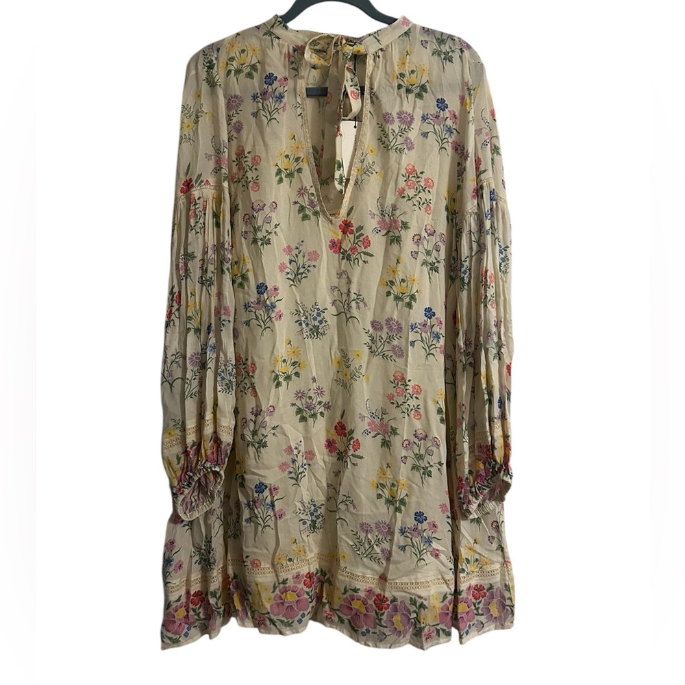 Spell Posy Long Sleeve Mini Dress Gardenia Size Large NWT
